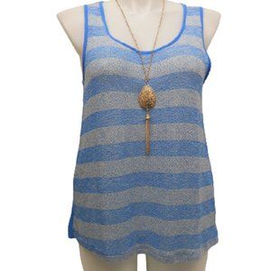 Colorswatch Ladies Sheer Tank Top With Necklace Blue Size 1XL   NWOT